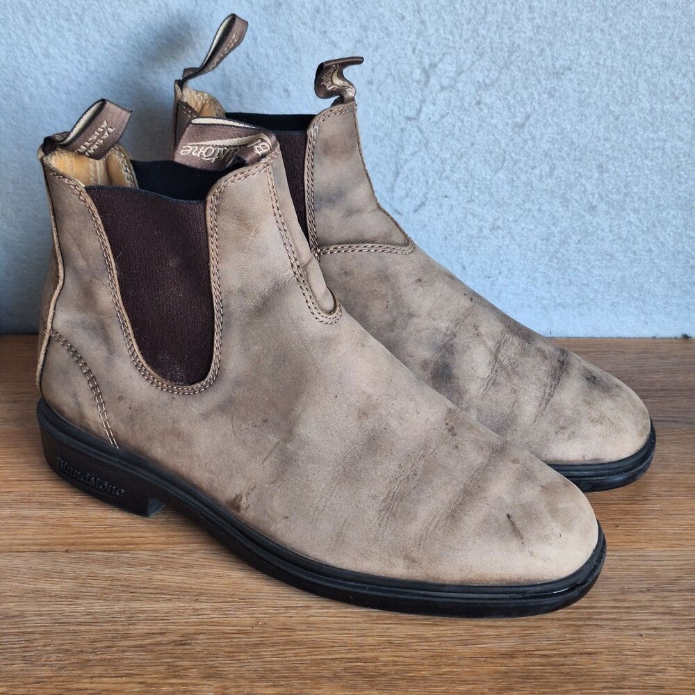 Blundstone Chisel Toe Chelsea Boots Unisex Tan Rustic Leather Mens 8.5 Wo 10.5